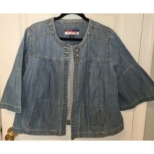 MWAH WOMEN JEAN JACKET/TOP Size - 14/16 Stylish Bell 3/4 Sleeves Western Chic